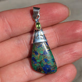 Copper Azurite & Peridot 925 Pendant