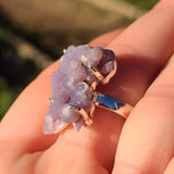 Grape Agate Manakara Botryoidal Crystal 925 Ring