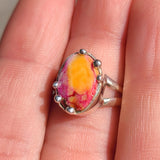 Kingman Orange Dahlia Turquoise 925 Ring
