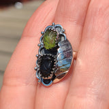 Southwest - Rough Green Apatite & Shungite 925 Ring