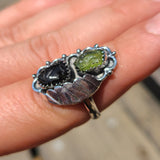 Southwest - Rough Green Apatite & Shungite 925 Ring