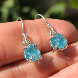 Neon Blue Apatite (Rough) 925 Earrings
