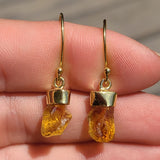 18k Gold Vermeil Rough Citrine 925 Earrings