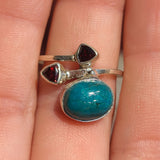 Azurite Chrysocolla & Garnet 925 Ring