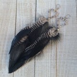 "Fluff or Flight" Wire Wrapped Amethyst & Rooster Feather 925 Earrings