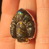 Carved Peacock Labradorite 925 Ring
