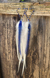 "So Bright Sodalite" Wire Wrapped Rooster Feather Earrings