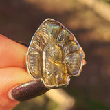 Carved Peacock Labradorite 925 Ring