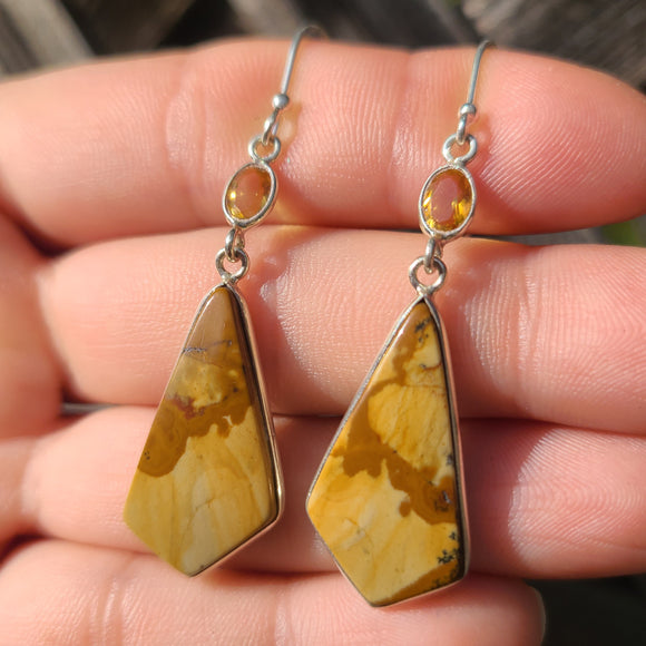Picture Jasper & Citrine 925 Earrings