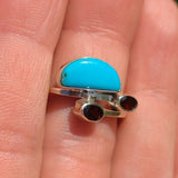 Turquoise - Nevada Aztec Mountain & Garnet 925 Ring