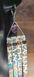 "Pyramid Love" Rainbow Irridescent Leopard Print Leather & Amethyst 925 Earrings