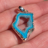 Marine Blue Geode Druzy 925 Pendant