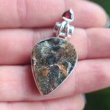 Chrome Chalcedony Druzy & Garnet 925 Pendant