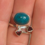 Azurite Chrysocolla & Garnet 925 Ring