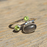 Grey Moonstone & Peridot 925 Ring