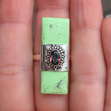 Citron Chrysoprase & Rainbow Quartz 925 Ring