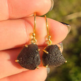18k Gold Vermeil Saffordite Tektite 925 Earrings