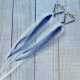 "So Bright Sodalite" Wire Wrapped Rooster Feather Earrings