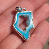 Marine Blue Geode Druzy 925 Pendant