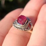 Rough Pink Tourmaline 925 Ring