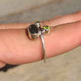 Grey Moonstone & Peridot 925 Ring