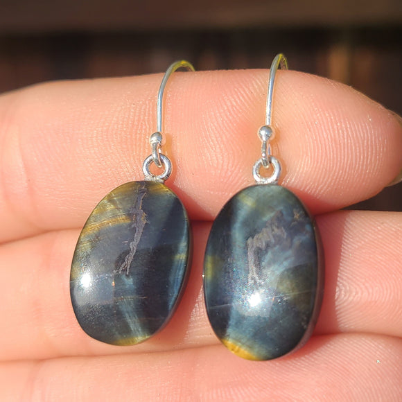 Blue Tiger Eye 925 Earrings