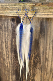 "So Bright Sodalite" Wire Wrapped Rooster Feather Earrings