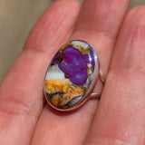 Purple Spiny Oyster Turquoise 925 Ring
