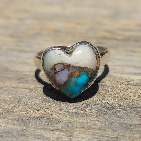Spiny Oyster & Arizona Turquoise 925 Ring
