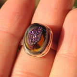 Rose Titanium Aura Druzy 925 Ring