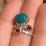Azurite Chrysocolla & Garnet 925 Ring