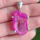 Fleece Pink Geode Druzy 925 Pendant