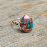 Kingman Orange Dahlia Turquoise 925 Ring