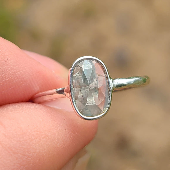 Faceted Aqua Kyanite 925 Ring