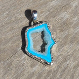 Marine Blue Geode Druzy 925 Pendant