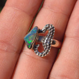 Seahorse - Rough Ethiopian Opal 925 Ring