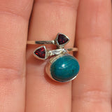 Azurite Chrysocolla & Garnet 925 Ring