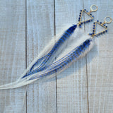"So Bright Sodalite" Wire Wrapped Rooster Feather Earrings