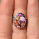 Kingman Pink Dahlia Turquoise 925 Ring