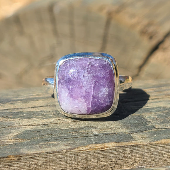 Natural Purple Lepidolite 925 Ring
