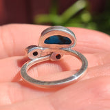 Turquoise - Nevada Aztec Mountain & Garnet 925 Ring
