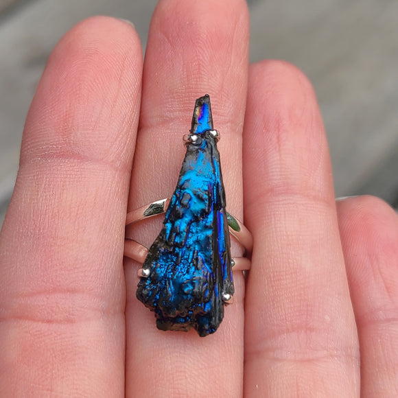 Rainbow Aura Kyanite 925 Ring