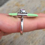 Citron Chrysoprase & Rainbow Quartz 925 Ring