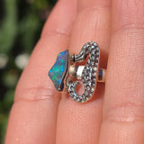 Seahorse - Rough Ethiopian Opal 925 Ring