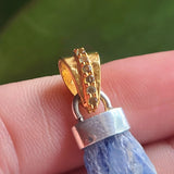 18k Gold Plated - Rough Blue Kyanite & Moldavite 925 Pendant