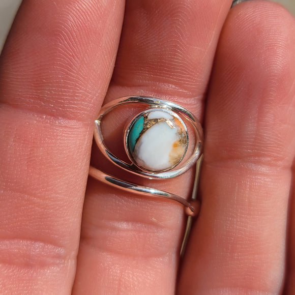 Adjustable Eye - Spiny Oyster Turquoise 925 Ring