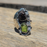 Southwest - Rough Green Apatite & Shungite 925 Ring