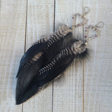 "Fluff or Flight" Wire Wrapped Amethyst & Rooster Feather 925 Earrings