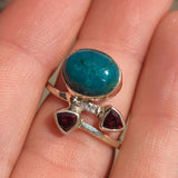 Azurite Chrysocolla & Garnet 925 Ring