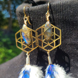 "Sacred G Me" Labradorite & Rooster Feather Earrings
